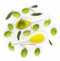 Olive fruit and olive leaves on a white background Royalty Free Stock Photo