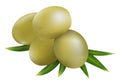 Olive fruit and olive leaves on a white background Royalty Free Stock Photo