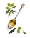 Olive fruit and spoon with olive oil