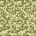 Olive green camouflage seamless pattern. Modern military two color camo texture. Vector illustration