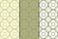 Olive green floral seamless ornaments. Set of vertical patterns Royalty Free Stock Photo