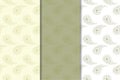 Olive green floral seamless ornaments. Set of vertical patterns Royalty Free Stock Photo