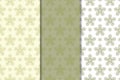 Olive green floral seamless ornaments. Set of vertical patterns Royalty Free Stock Photo
