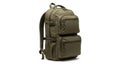 Olive green tactical backpack with multiple compartments and straps Royalty Free Stock Photo