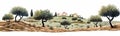 olive grove vector simple 3d smooth cut and paste isolated illustration