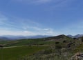 Olive Groves and plantations set amongst the rolling hills of a small valley in Spain near to Antequera. Royalty Free Stock Photo