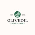 Olive Leaf Logo Template Isolated in White Background Royalty Free Stock Photo