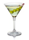 Olive martini cocktail isolated on white Royalty Free Stock Photo