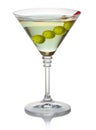 Olive martini cocktail on white