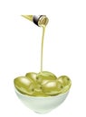 Bowl of green Olives isolated