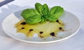 Italian olive oil balsamic vinegar and fresh basil Royalty Free Stock Photo