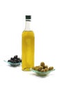 Olive oil and black olives Royalty Free Stock Photo