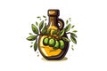 Olive Oil Bottle Sticker On White Background. Generative AI Royalty Free Stock Photo