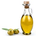 Olive oil bottle on a white background.