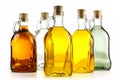 Olive oil bottles isolated on white background, clipping path included. Generative AI Royalty Free Stock Photo