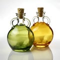 Olive oil bottles on a white background. 3D illustration. Royalty Free Stock Photo