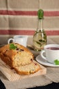 Olive oil cake with yoghurt and black currants Royalty Free Stock Photo