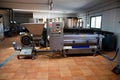 Olive oil factory. Production plant with equipment for production and extraction of olive oil. Concept food production and