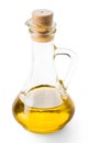 Olive oil in glass bottle isolated on white background Royalty Free Stock Photo