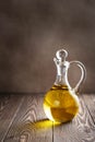 Olive oil in a glass decanter