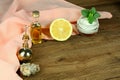 Perfect ingredients for homemade facial mask and relaxation with copy space