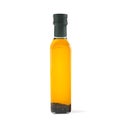 Olive oil with herbs in a glass bottle. White background. Isolated Royalty Free Stock Photo