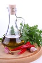 Olive oil, herbs and spices Royalty Free Stock Photo