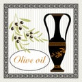 Olive oil a label in the Greek antique style .