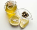 Olive oil, lemon and pepper mix Royalty Free Stock Photo