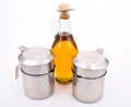 Olive oil and oilcans Royalty Free Stock Photo