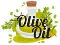 Olive oil organic and natural essence in bottle