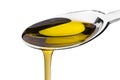 Olive Oil Poured from A Spoon Royalty Free Stock Photo