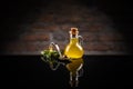 Olive oil in small oilcan Royalty Free Stock Photo