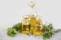 Olive oil with spices and herbs Royalty Free Stock Photo