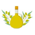 Olive oil with olive sprigs for use in clipart or web design