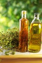 Olive oil,vinegar, and oregano Royalty Free Stock Photo