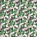 Olive oliva branch seamless pattern texture background