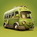 Olive And Olive Cartoon Bus: Overwatch Style 3d Cgi Art