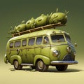Olive And Olive Cartoon Bus: Overwatch Style 3d Cgi Art