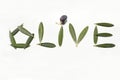 Olive and olive letters with leaves