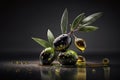 Olive olive, olives. A classic and traditional decoration of Italian food cuisine. Creative and great authentic servers