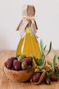 Olives on wooden background, kalamata, kalamon, green olives