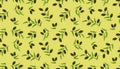 Olive seamless pattern. Branches with black ripe olives. Royalty Free Stock Photo