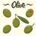 Olive set.Hand drawn olives Royalty Free Stock Photo