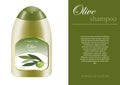 Olive shampoo bottle with sampel label