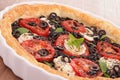 Olive and tomato tart Royalty Free Stock Photo