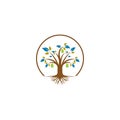 Stylized Olive Tree with Roots Logo Royalty Free Stock Photo