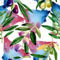 Olive tree pattern in a watercolor style.