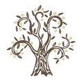 Olive tree silhouette icon vector isolated with gold and white. Naive Celtic style Royalty Free Stock Photo