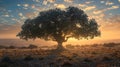 An olive tree at sunrise in the desert Royalty Free Stock Photo